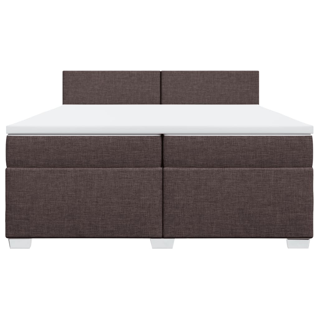 Κρεβάτι Boxspring με Στρώμα Σκούρο Καφέ 200x200 εκ. Υφασμάτινο