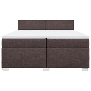 Κρεβάτι Boxspring με Στρώμα Σκούρο Καφέ 200x200 εκ. Υφασμάτινο