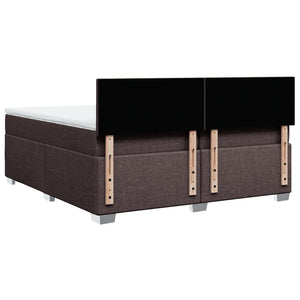 Κρεβάτι Boxspring με Στρώμα Σκούρο Καφέ 200x200 εκ. Υφασμάτινο