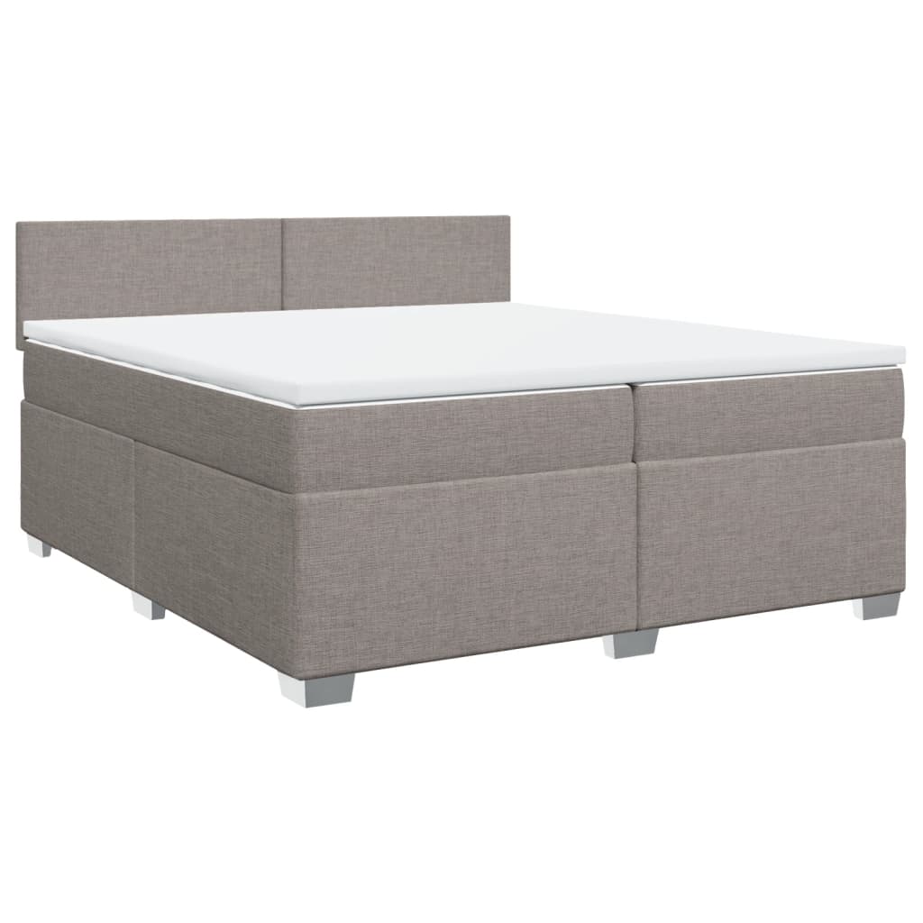 Κρεβάτι Boxspring με Στρώμα Taupe 200x200 εκ. Υφασμάτινο