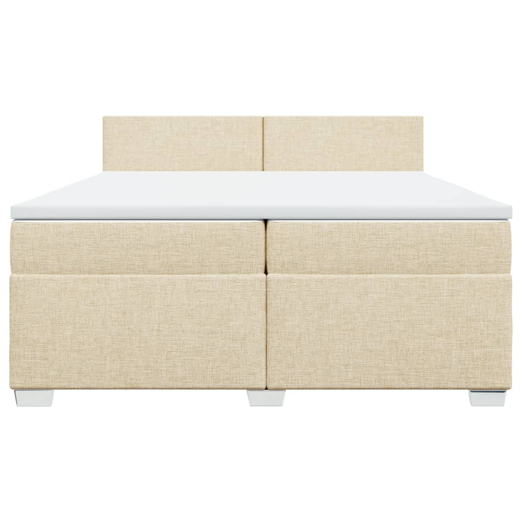 Κρεβάτι Boxspring με Στρώμα Κρεμ 200x200 εκ. Υφασμάτινο