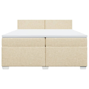 Κρεβάτι Boxspring με Στρώμα Κρεμ 200x200 εκ. Υφασμάτινο