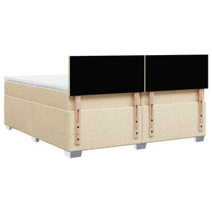 Κρεβάτι Boxspring με Στρώμα Κρεμ 200x200 εκ. Υφασμάτινο