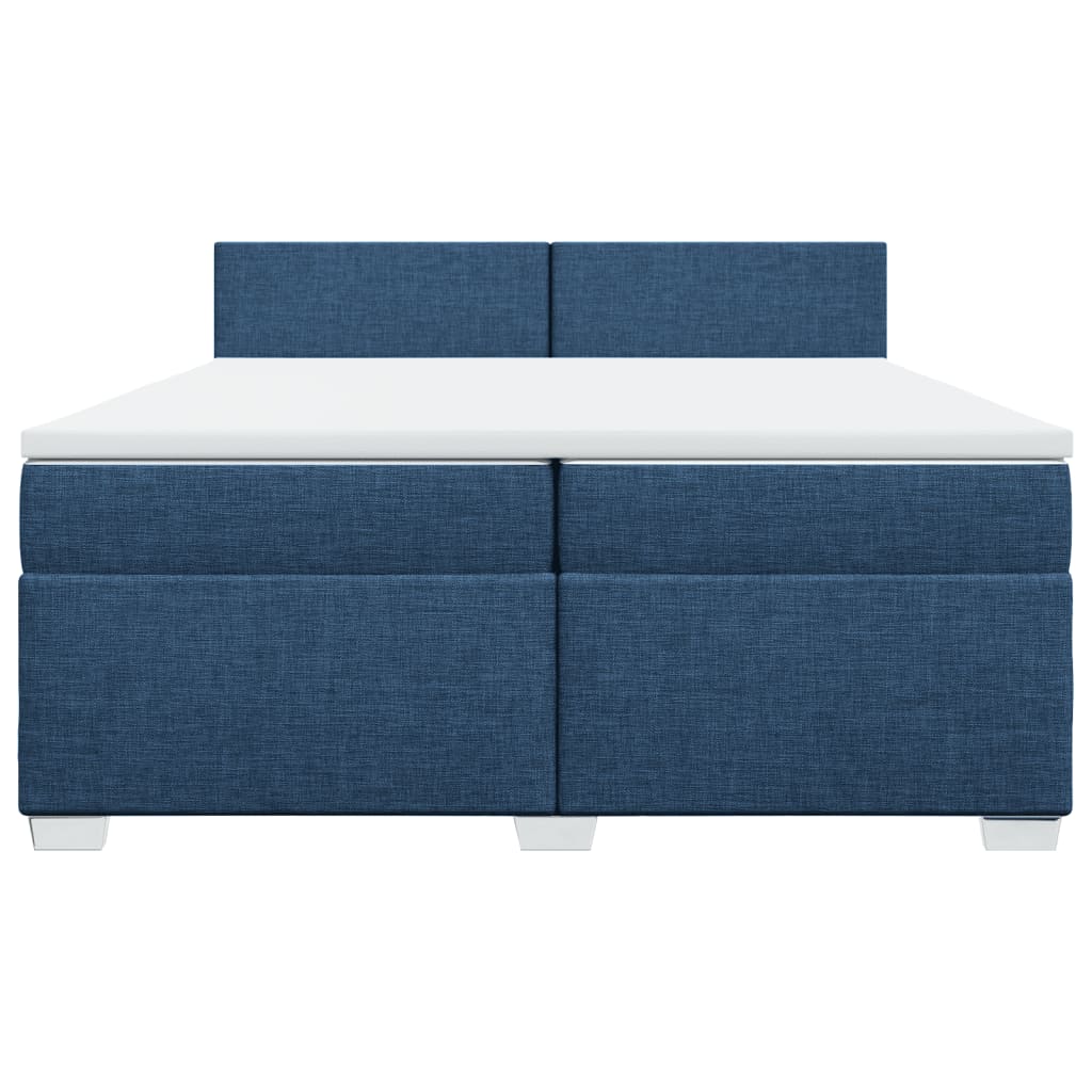Κρεβάτι Boxspring με Στρώμα Μπλε 200x200 εκ. Υφασμάτινο - Pakobazaar