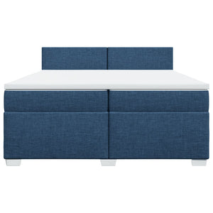 Κρεβάτι Boxspring με Στρώμα Μπλε 200x200 εκ. Υφασμάτινο - Pakobazaar
