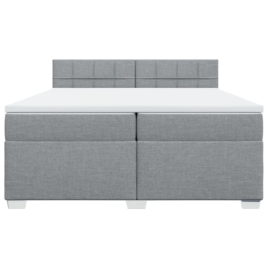 Κρεβάτι Boxspring με Στρώμα Ανοιχτό Γκρι 200x200 εκ. Υφασμάτινο - Pakobazaar