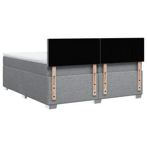 Κρεβάτι Boxspring με Στρώμα Ανοιχτό Γκρι 200x200 εκ. Υφασμάτινο - Pakobazaar