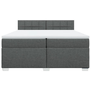 Κρεβάτι Boxspring με Στρώμα Σκούρο Γκρι 200x200 εκ. Υφασμάτινο