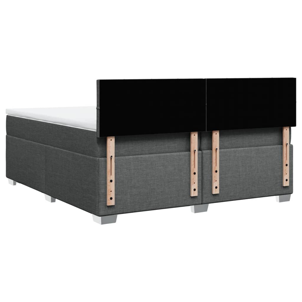 Κρεβάτι Boxspring με Στρώμα Σκούρο Γκρι 200x200 εκ. Υφασμάτινο
