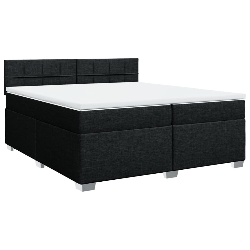 Κρεβάτι Boxspring με Στρώμα Μαύρο 200x200 εκ. Υφασμάτινο - Pakobazaar