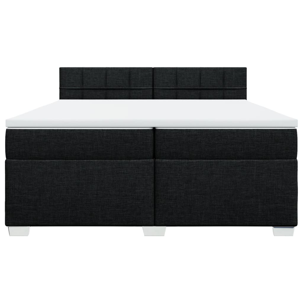 Κρεβάτι Boxspring με Στρώμα Μαύρο 200x200 εκ. Υφασμάτινο - Pakobazaar