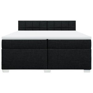 Κρεβάτι Boxspring με Στρώμα Μαύρο 200x200 εκ. Υφασμάτινο - Pakobazaar