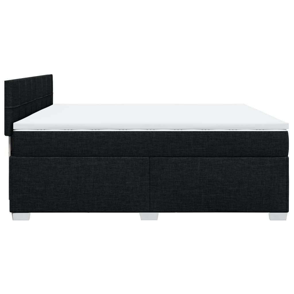 Κρεβάτι Boxspring με Στρώμα Μαύρο 200x200 εκ. Υφασμάτινο - Pakobazaar