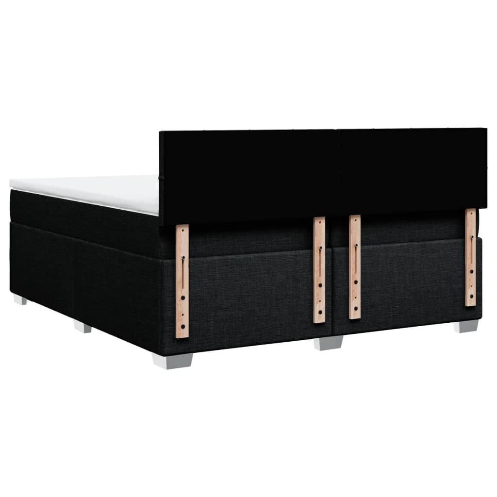 Κρεβάτι Boxspring με Στρώμα Μαύρο 200x200 εκ. Υφασμάτινο - Pakobazaar