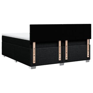 Κρεβάτι Boxspring με Στρώμα Μαύρο 200x200 εκ. Υφασμάτινο - Pakobazaar