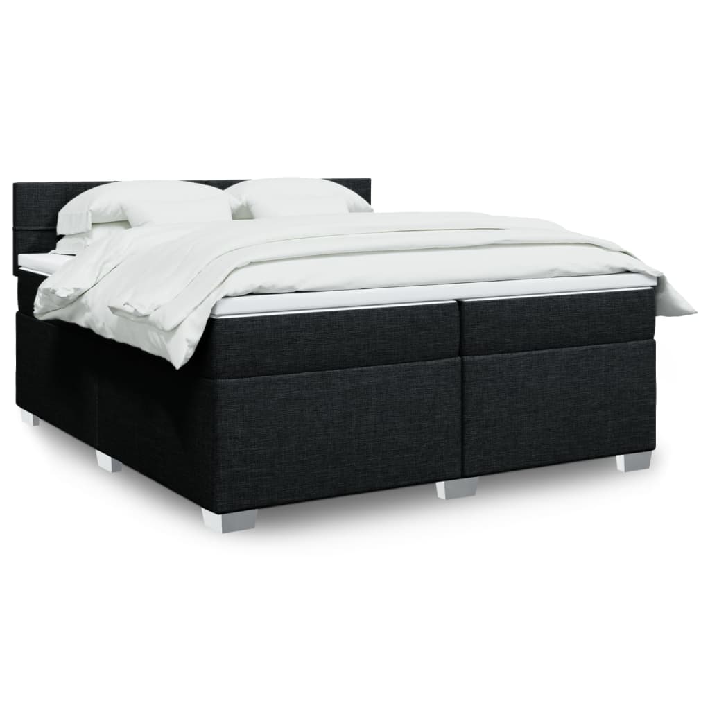 Κρεβάτι Boxspring με Στρώμα Μαύρο 200x200 εκ. Υφασμάτινο - Pakobazaar