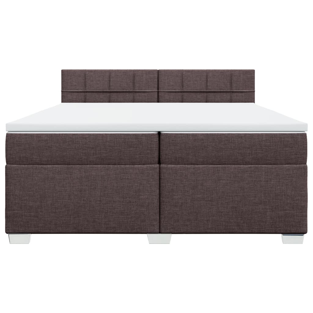 Κρεβάτι Boxspring με Στρώμα Σκούρο Καφέ 200x200 εκ. Υφασμάτινο - Pakobazaar