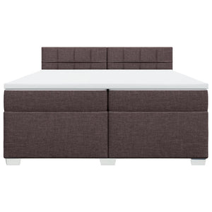 Κρεβάτι Boxspring με Στρώμα Σκούρο Καφέ 200x200 εκ. Υφασμάτινο - Pakobazaar