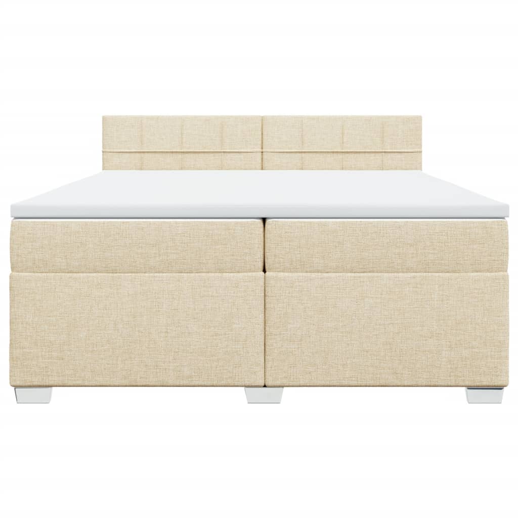 Κρεβάτι Boxspring με Στρώμα Κρεμ 200x200 εκ. Υφασμάτινο
