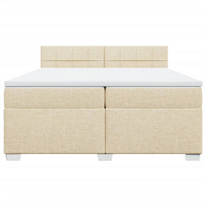 Κρεβάτι Boxspring με Στρώμα Κρεμ 200x200 εκ. Υφασμάτινο