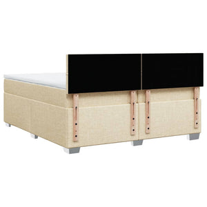 Κρεβάτι Boxspring με Στρώμα Κρεμ 200x200 εκ. Υφασμάτινο