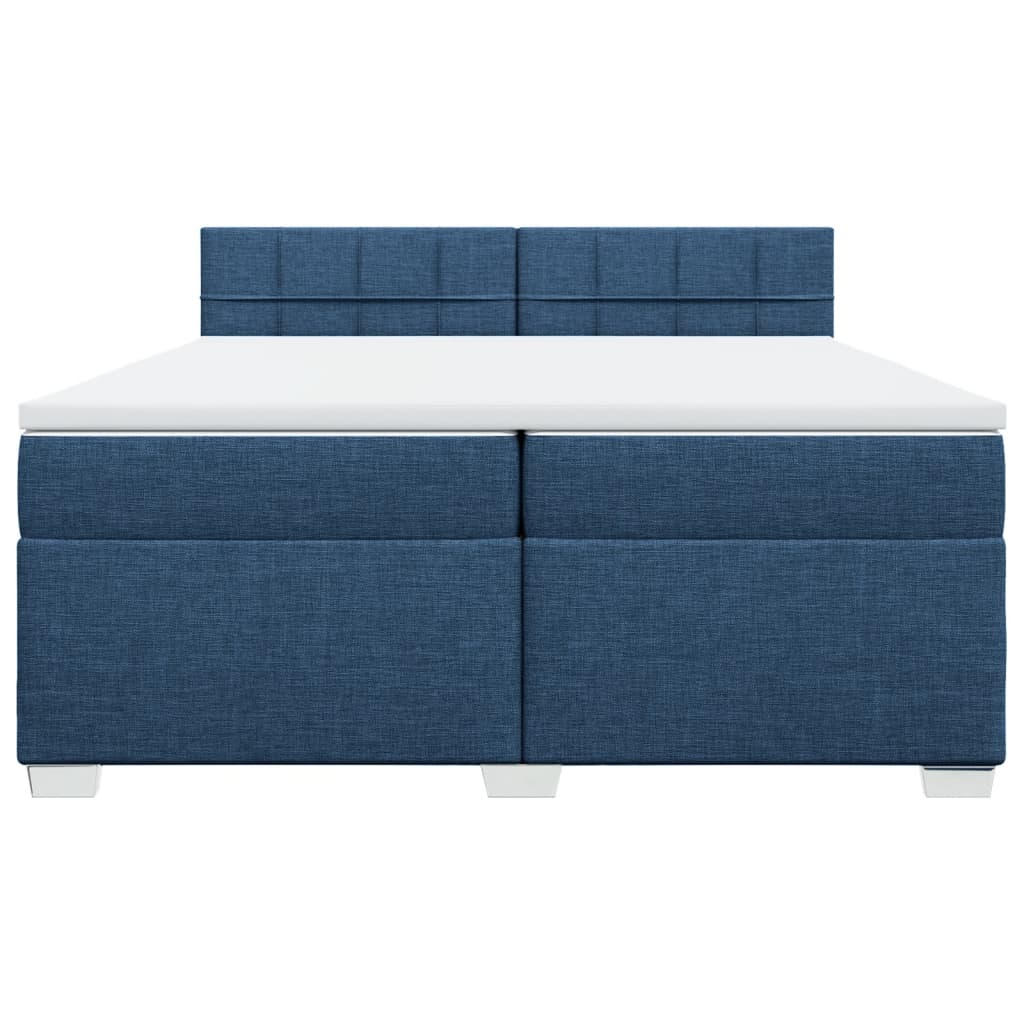 Κρεβάτι Boxspring με Στρώμα Μπλε 200x200 εκ. Υφασμάτινο - Pakobazaar