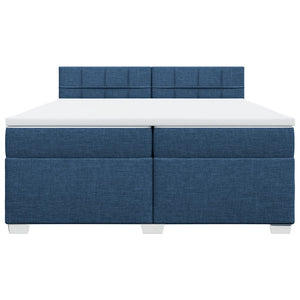 Κρεβάτι Boxspring με Στρώμα Μπλε 200x200 εκ. Υφασμάτινο - Pakobazaar