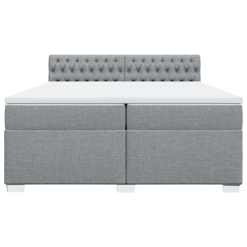Κρεβάτι Boxspring με Στρώμα Ανοιχτό Γκρι 200x200 εκ. Υφασμάτινο - Pakobazaar