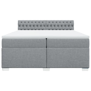 Κρεβάτι Boxspring με Στρώμα Ανοιχτό Γκρι 200x200 εκ. Υφασμάτινο - Pakobazaar
