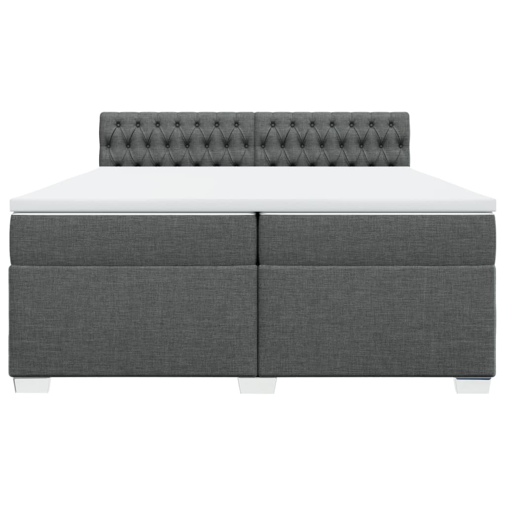 Κρεβάτι Boxspring με Στρώμα Σκούρο Γκρι 200x200 εκ. Υφασμάτινο - Pakobazaar