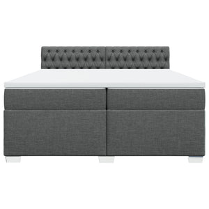 Κρεβάτι Boxspring με Στρώμα Σκούρο Γκρι 200x200 εκ. Υφασμάτινο - Pakobazaar