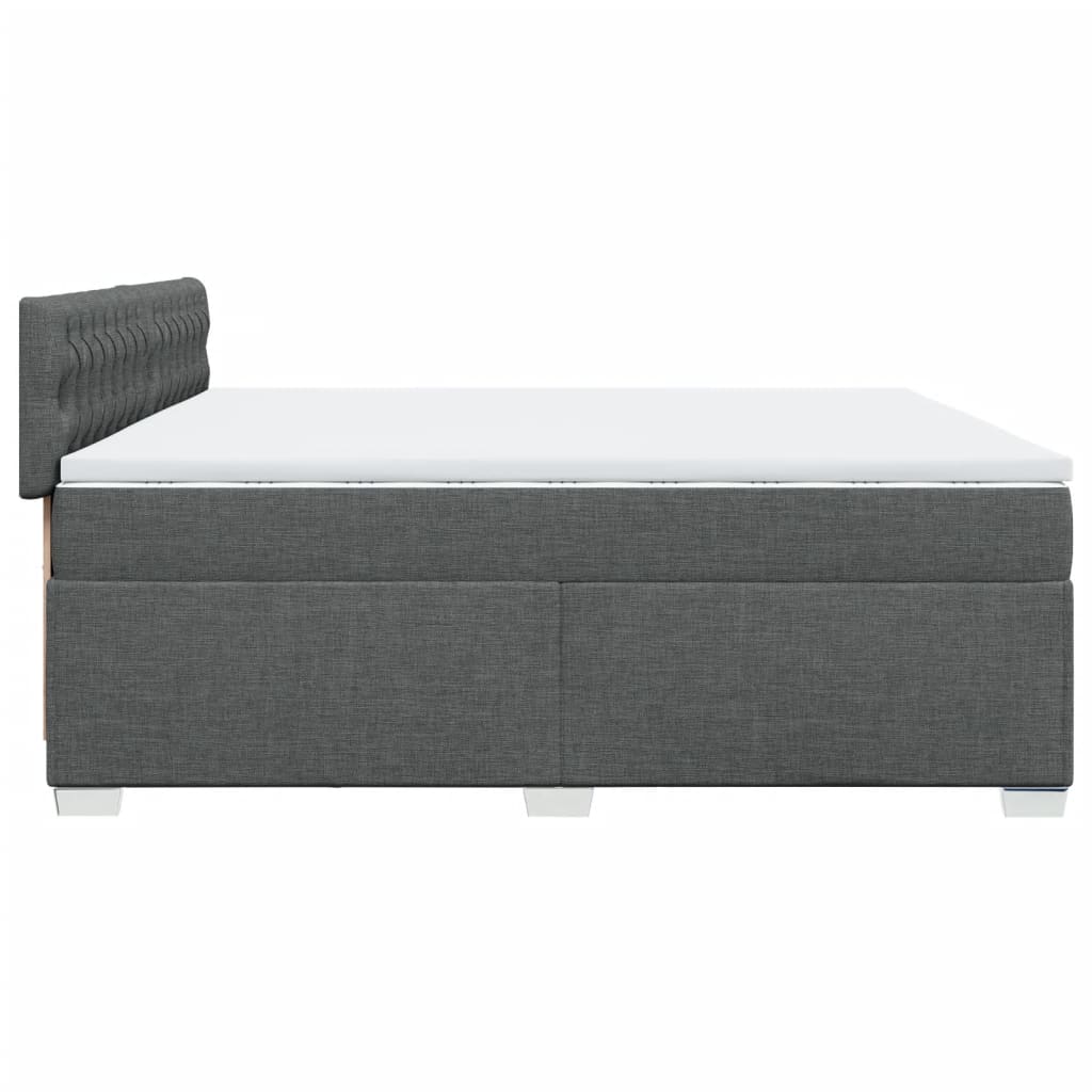 Κρεβάτι Boxspring με Στρώμα Σκούρο Γκρι 200x200 εκ. Υφασμάτινο - Pakobazaar