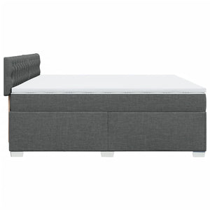 Κρεβάτι Boxspring με Στρώμα Σκούρο Γκρι 200x200 εκ. Υφασμάτινο - Pakobazaar