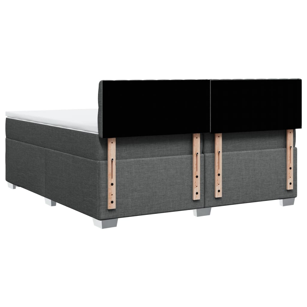 Κρεβάτι Boxspring με Στρώμα Σκούρο Γκρι 200x200 εκ. Υφασμάτινο - Pakobazaar
