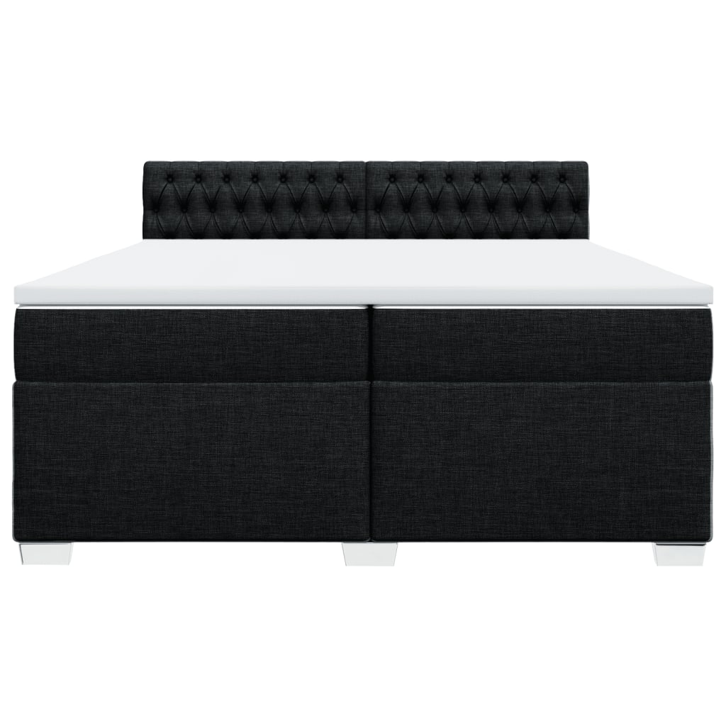 Κρεβάτι Boxspring με Στρώμα Μαύρο 200x200 εκ. Υφασμάτινο - Pakobazaar