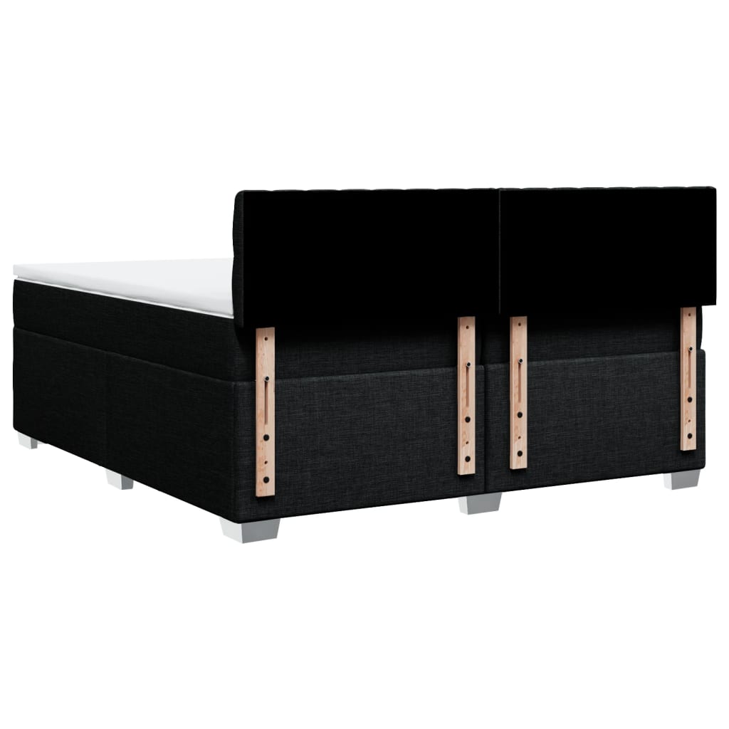 Κρεβάτι Boxspring με Στρώμα Μαύρο 200x200 εκ. Υφασμάτινο - Pakobazaar