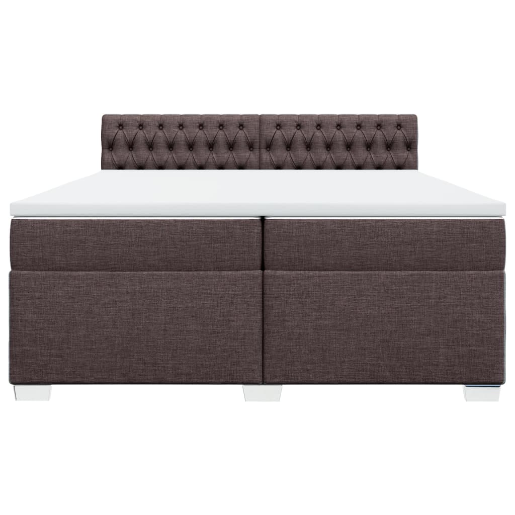 Κρεβάτι Boxspring με Στρώμα Σκούρο Καφέ 200x200 εκ. Υφασμάτινο