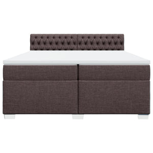 Κρεβάτι Boxspring με Στρώμα Σκούρο Καφέ 200x200 εκ. Υφασμάτινο