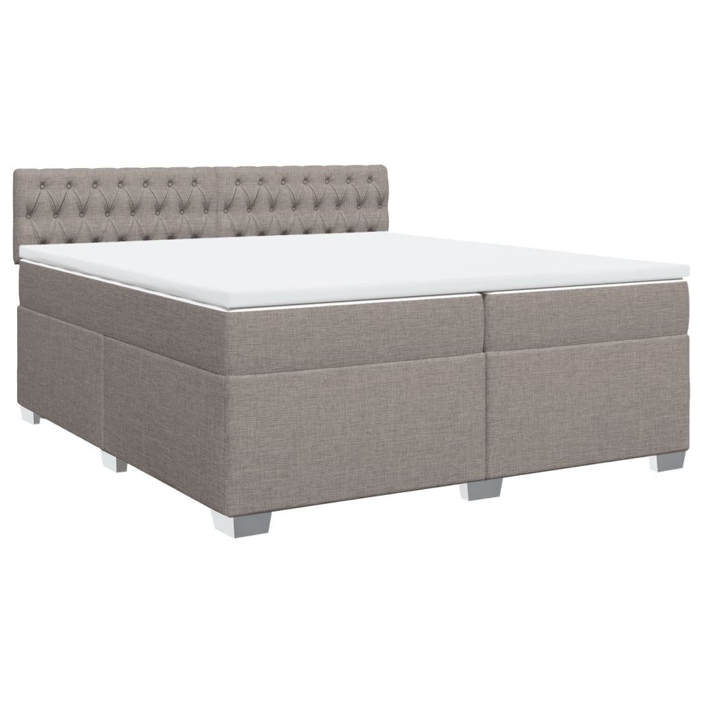 Κρεβάτι Boxspring με Στρώμα Taupe 200x200 εκ. Υφασμάτινο - Pakobazaar