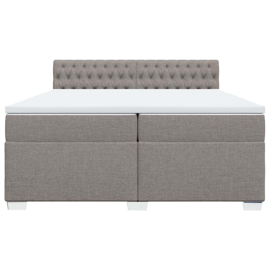 Κρεβάτι Boxspring με Στρώμα Taupe 200x200 εκ. Υφασμάτινο - Pakobazaar