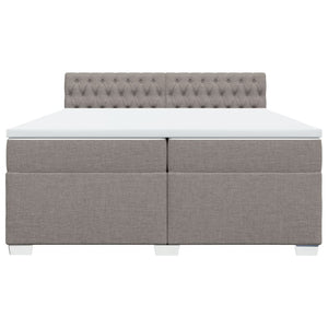 Κρεβάτι Boxspring με Στρώμα Taupe 200x200 εκ. Υφασμάτινο - Pakobazaar