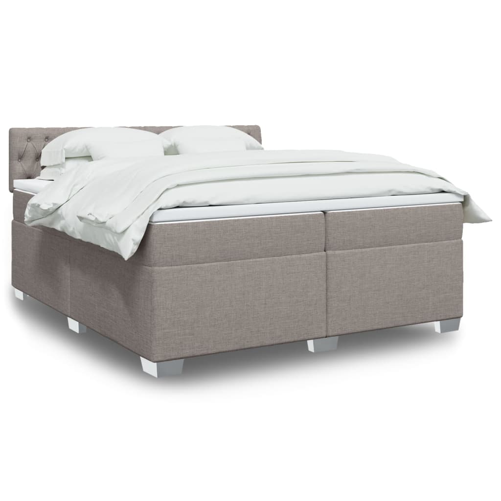 Κρεβάτι Boxspring με Στρώμα Taupe 200x200 εκ. Υφασμάτινο - Pakobazaar