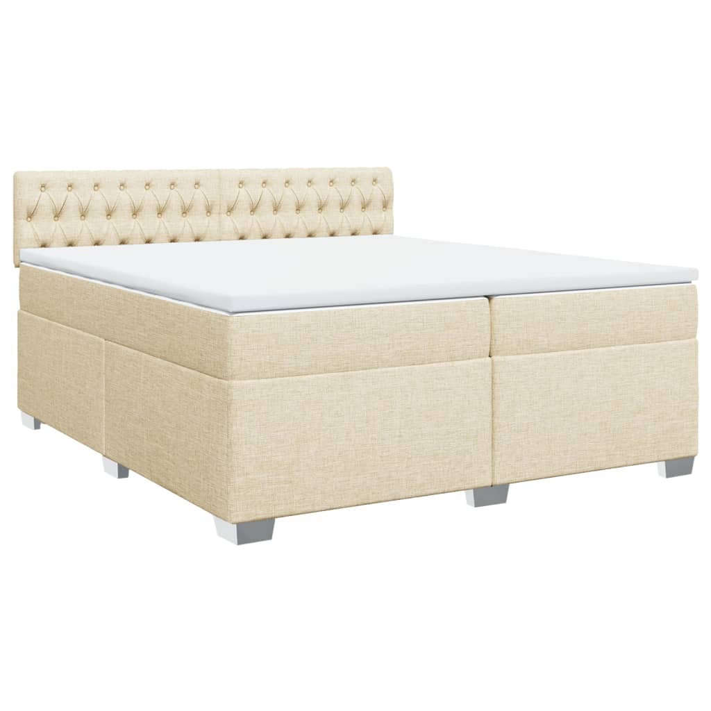 Κρεβάτι Boxspring με Στρώμα Κρεμ 200x200 εκ. Υφασμάτινο
