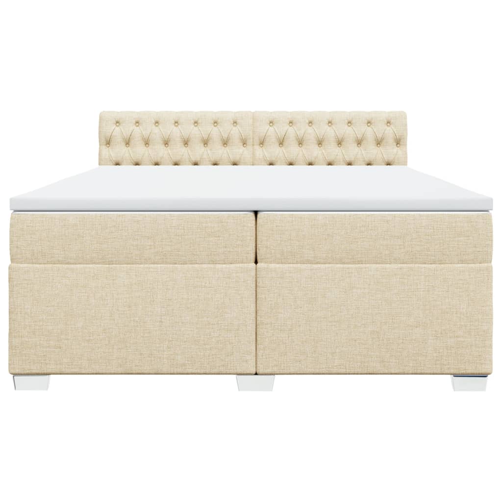 Κρεβάτι Boxspring με Στρώμα Κρεμ 200x200 εκ. Υφασμάτινο
