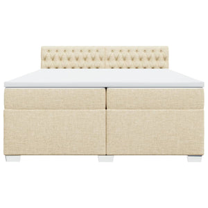 Κρεβάτι Boxspring με Στρώμα Κρεμ 200x200 εκ. Υφασμάτινο