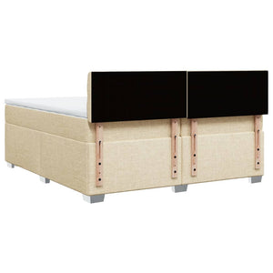 Κρεβάτι Boxspring με Στρώμα Κρεμ 200x200 εκ. Υφασμάτινο