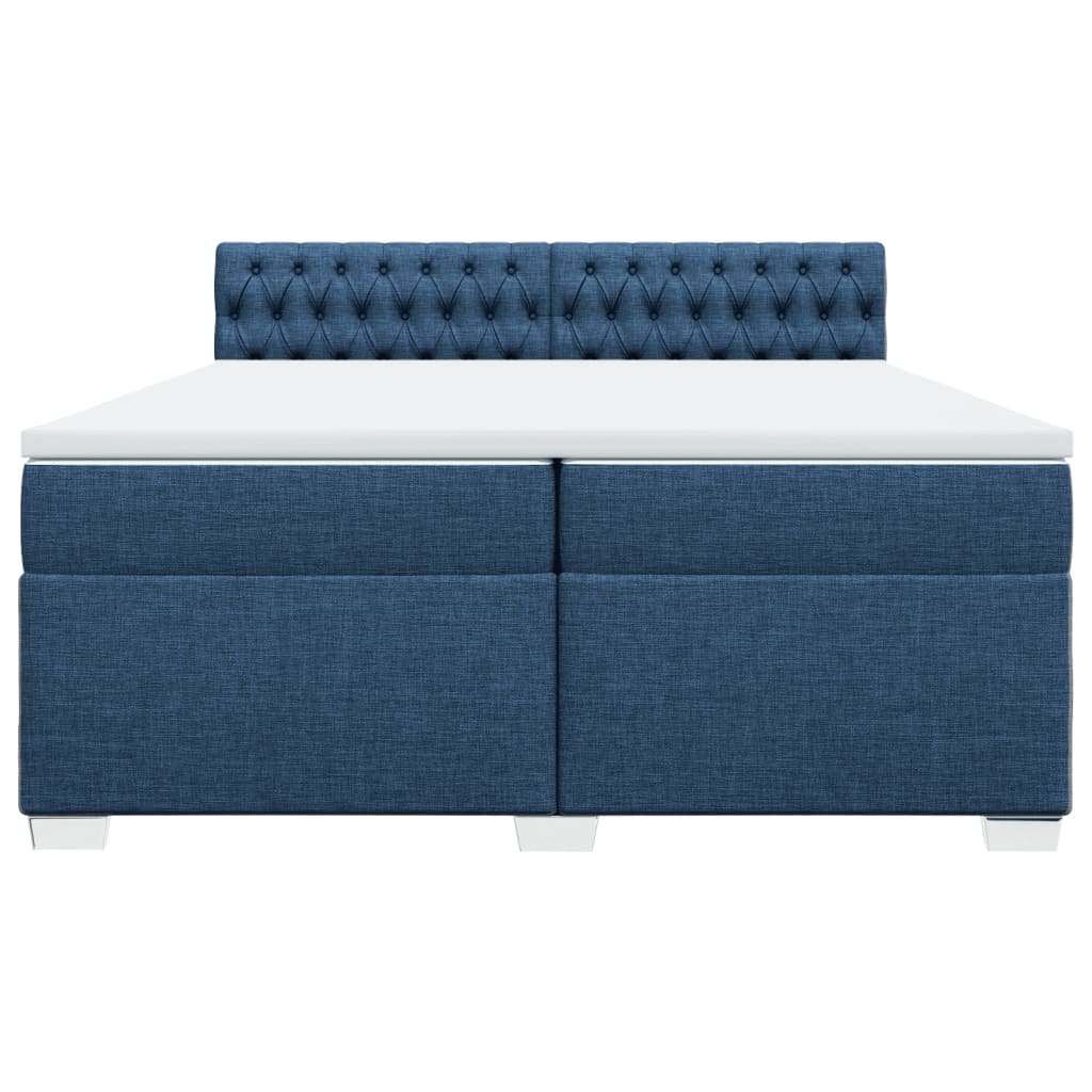 Κρεβάτι Boxspring με Στρώμα Μπλε 200x200 εκ. Υφασμάτινο - Pakobazaar