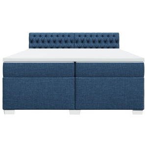 Κρεβάτι Boxspring με Στρώμα Μπλε 200x200 εκ. Υφασμάτινο - Pakobazaar