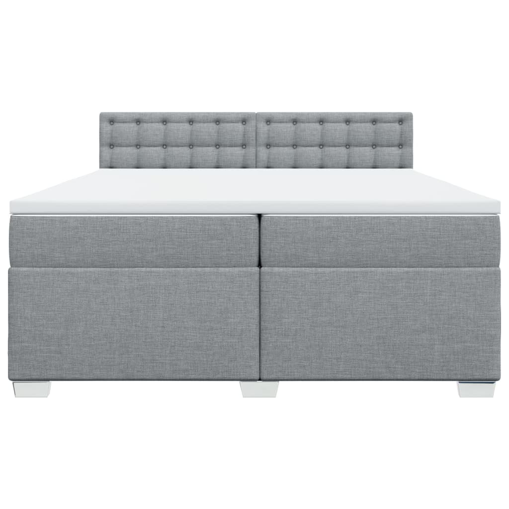 Κρεβάτι Boxspring με Στρώμα Ανοιχτό Γκρι 200x200 εκ. Υφασμάτινο - Pakobazaar