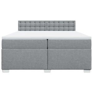 Κρεβάτι Boxspring με Στρώμα Ανοιχτό Γκρι 200x200 εκ. Υφασμάτινο - Pakobazaar